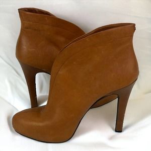 Jessica Simpson Womens Brown Leather Booties High Back Size 9